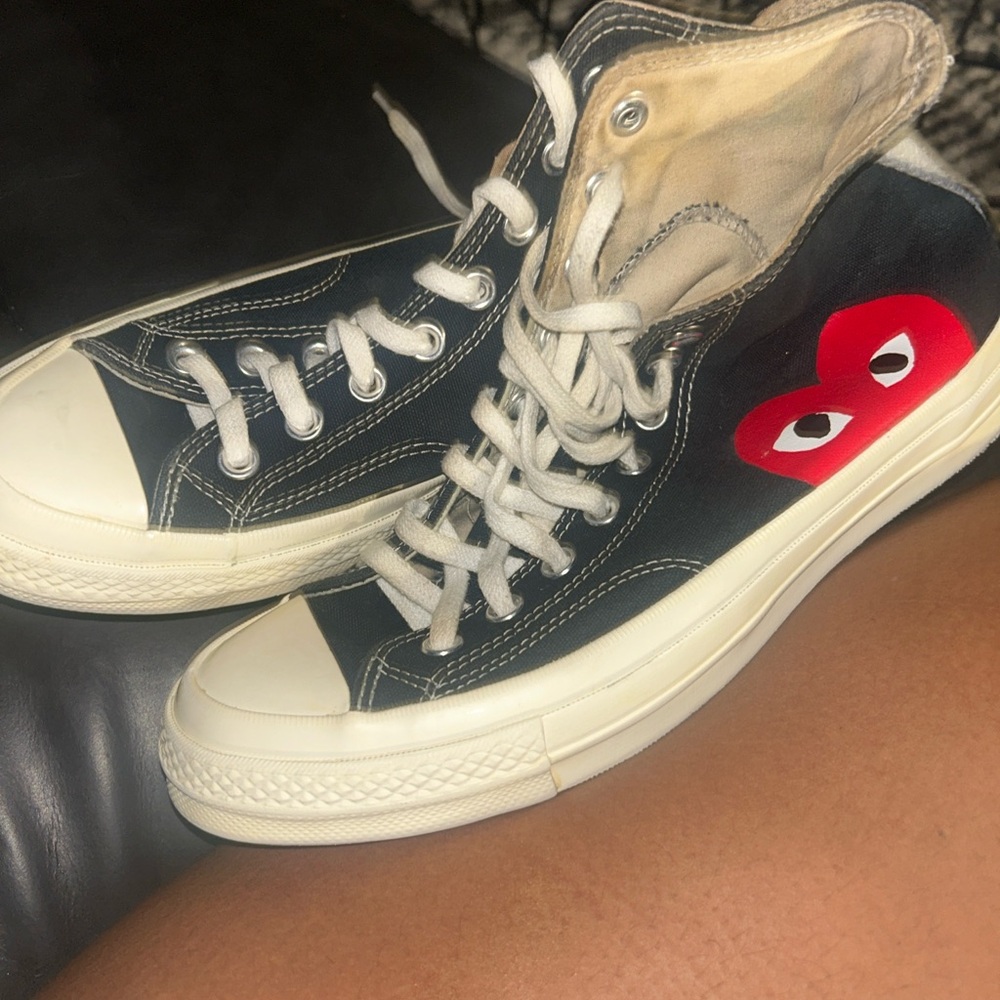 Valentines Day Sneakers Nike Black High-Top Sneakers with Red Heart